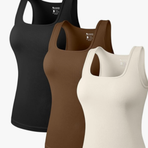 3-Piece Square Neck Fitted Layered Tank Tops