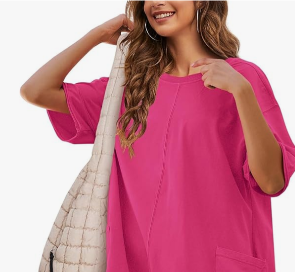 Women's Tee Romper – Oversized V-Neck Jumpsuit for Workouts