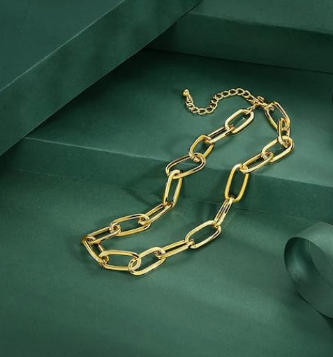 Gold Chain Necklace & Bracelet Set – Link Jewelry for Women - Image 2