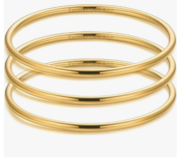 3mm 14K Gold Plated Stainless Steel Thin Stackable Bangle Bracelet