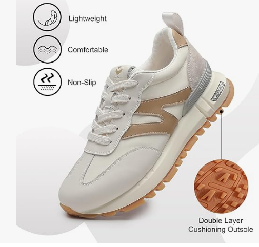 Women's Leather Patchwork Lace-Up Sneakers – Non-Slip Shoes - Image 2