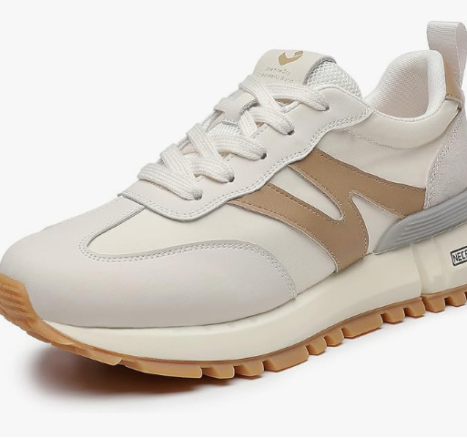 Women's Leather Patchwork Lace-Up Sneakers – Non-Slip Shoes