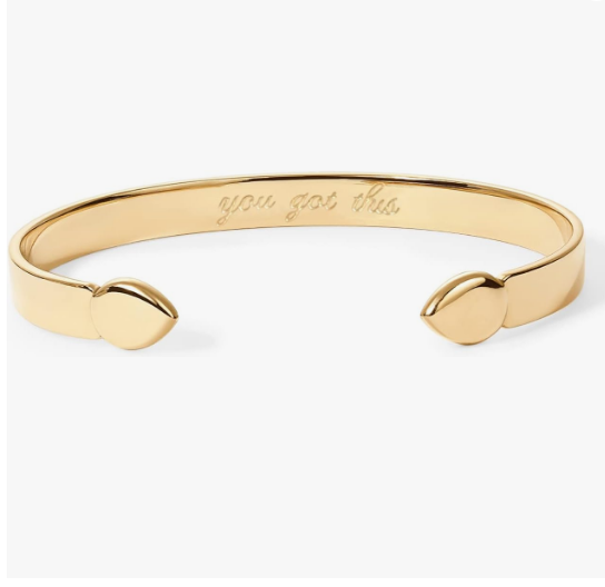 14K Gold Plated Stainless Steel Bangle - Adjustable Mantra Cuff