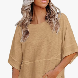 Women's Fashion Crewneck T-Shirt – 3/4 Sleeve Loose Casual Summer Tops