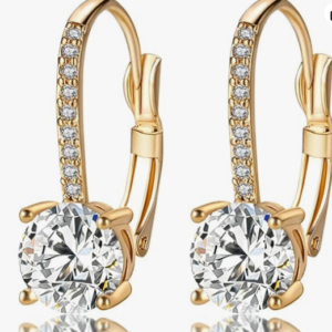 Ladies 1 Carat Diamond Pendant Earrings 18K Gold Plated Cubic
