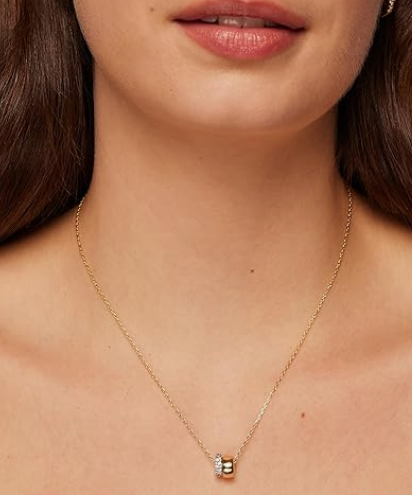 14K Gold Plated Cubic Zirconia Rondelle Pendant Necklace for Women - Image 2